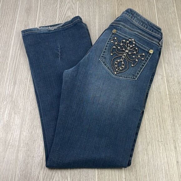 Rock '47 Wrangler Women's Ultra Low Rise Denim Jeans Size 11 x 36 - Picture 1 of 12